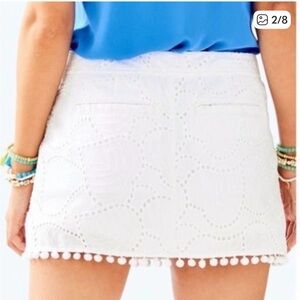 Lilly Pulitzer Resort White Leaf Eyelet Skort with Pom-Pom Trim